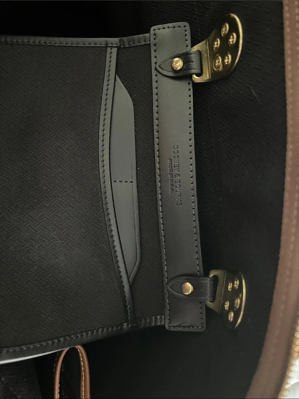 Classic Brown Dooney Tote Bag with Gold Hardware